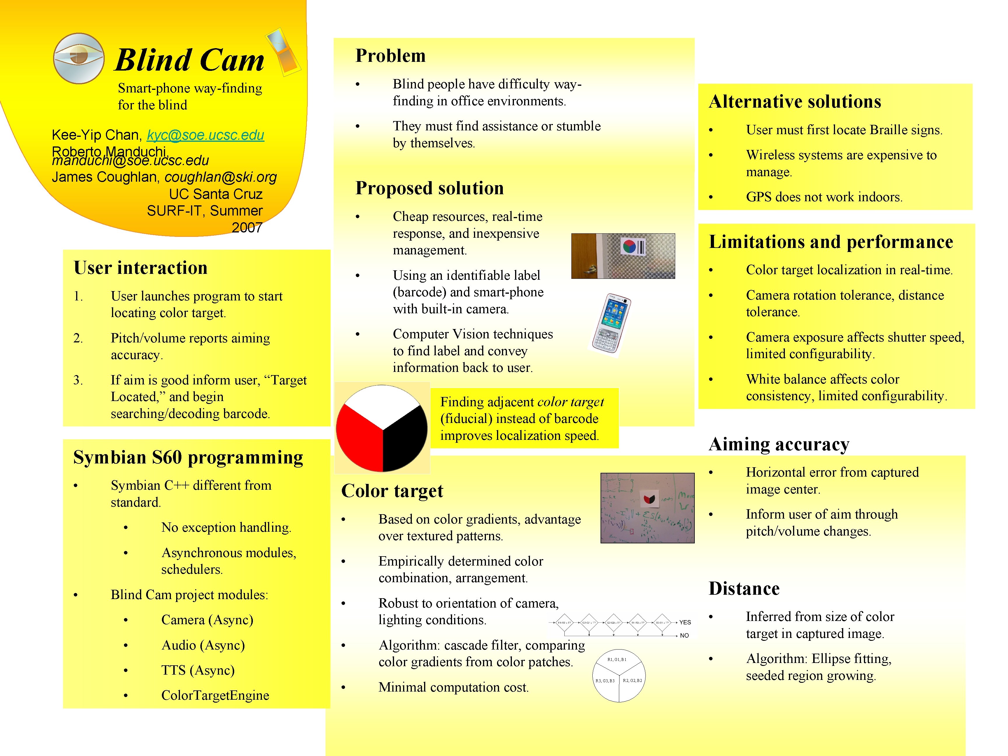 Blind Cam Problem Smart-phone way-finding for the blind Kee-Yip Chan, kyc@soe. ucsc. edu Roberto