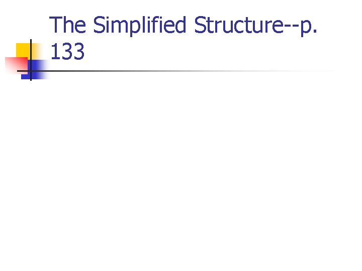 The Simplified Structure--p. 133 The Simplified Structure--p. 133