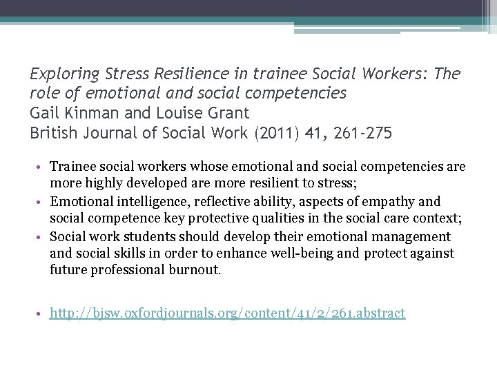 Exploring Stress Resilience in trainee Social Workers: The role of emotional and social competencies