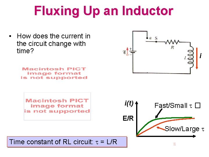 Fluxing Up an Inductor • How does the current in the circuit change with