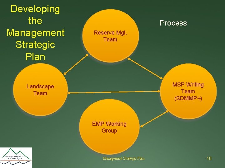 Developing the Management Strategic Plan Process Reserve Mgt. Team MSP Writing Team (SDMMP+) Landscape
