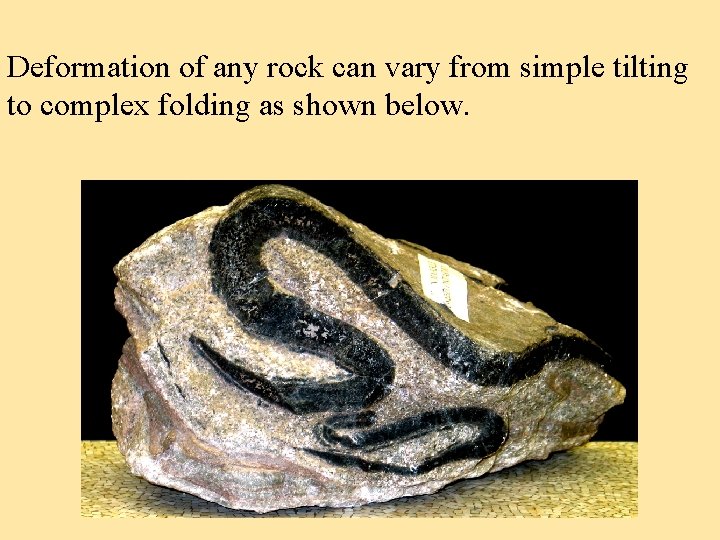 Deformation of any rock can vary from simple tilting to complex folding as shown