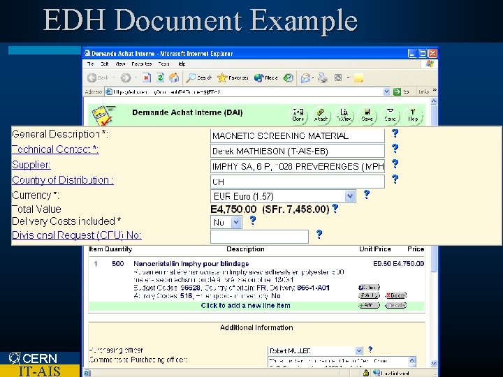 EDH Document Example CERN IT-AIS 