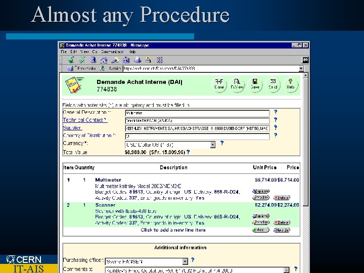 Almost any Procedure CERN IT-AIS 