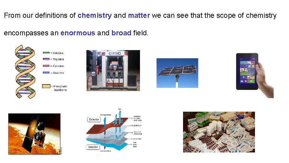 From our definitions of chemistry and matter we can see that the scope of From our definitions of chemistry and matter we can see that the scope of