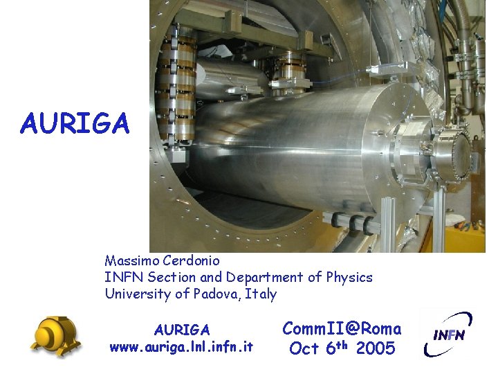 AURIGA Massimo Cerdonio INFN Section and Department of Physics University of Padova, Italy AURIGA