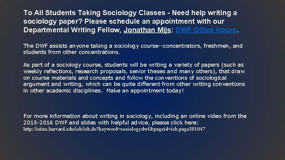 To All Students Taking Sociology Classes - Need help writing a sociology paper? Please