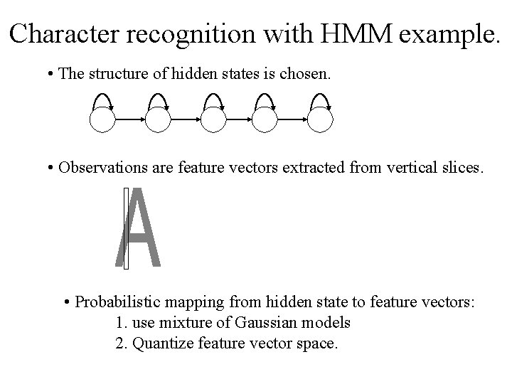 Character recognition with HMM example. • The structure of hidden states is chosen. •