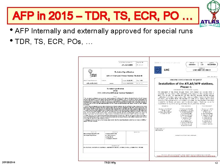 AFP in 2015 – TDR, TS, ECR, PO … • AFP Internally and externally