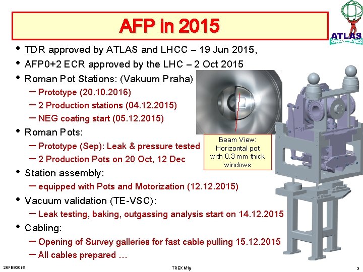 AFP in 2015 • TDR approved by ATLAS and LHCC – 19 Jun 2015,