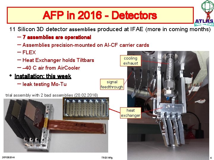 AFP in 2016 - Detectors 11 Silicon 3 D detector assemblies produced at IFAE