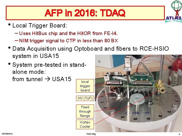 AFP in 2016: TDAQ • Local Trigger Board: – Uses Hit. Bus chip and