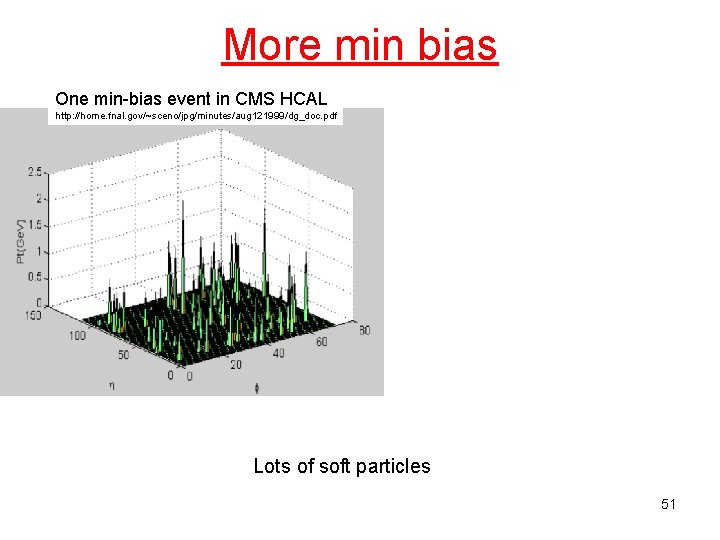 More min bias One min-bias event in CMS HCAL http: //home. fnal. gov/~sceno/jpg/minutes/aug 121999/dg_doc.