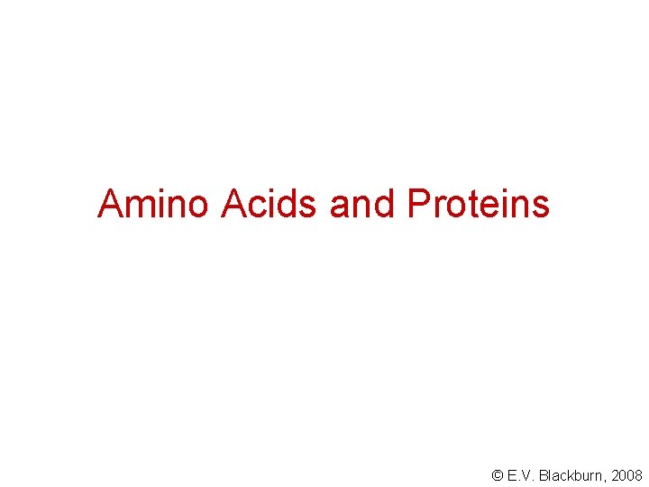 Amino Acids and Proteins © E. V. Blackburn, 2008 