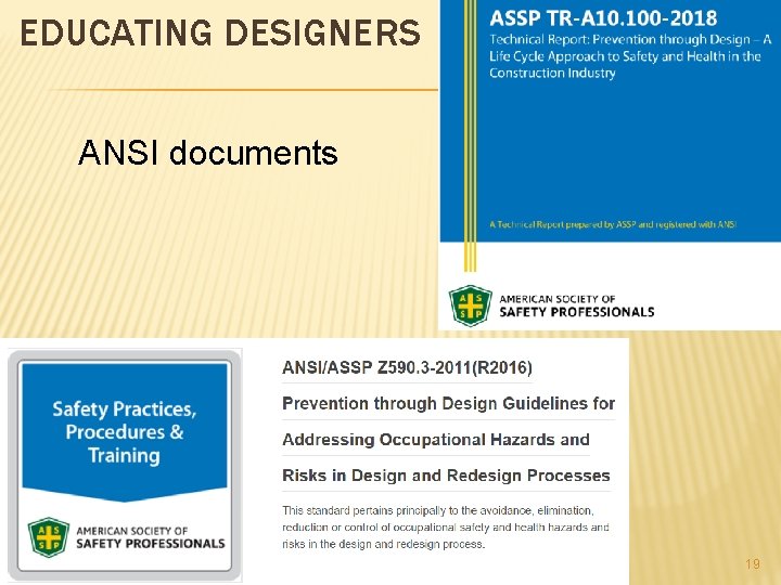 EDUCATING DESIGNERS ANSI documents 19 