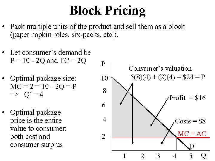 Block Pricing • Pack multiple units of the product and sell them as a