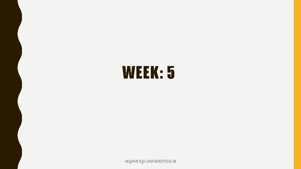 WEEK: 5 NİŞANTAŞI ÜNİVERSİTESİ © 