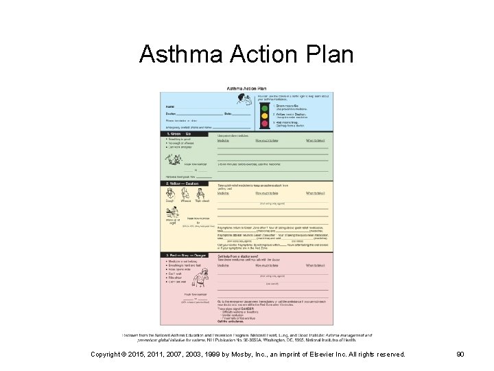 Asthma Action Plan Copyright © 2015, 2011, 2007, 2003, 1999 by Mosby, Inc. ,