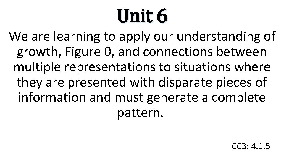 Unit 6 We are learning to apply our understanding of growth, Figure 0, and