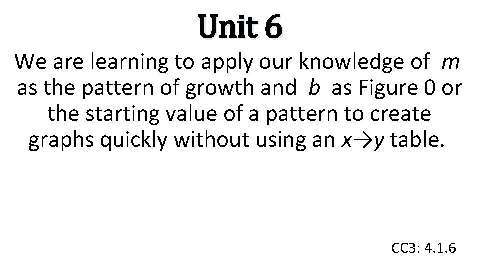 Unit 6 We are learning to apply our knowledge of m as the pattern