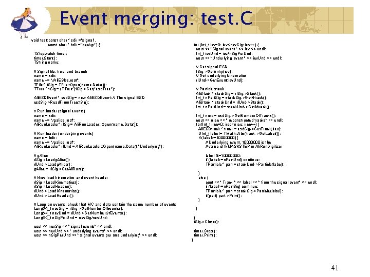 Event merging: test. C void test(const char * sdir ="signal", const char * bdir