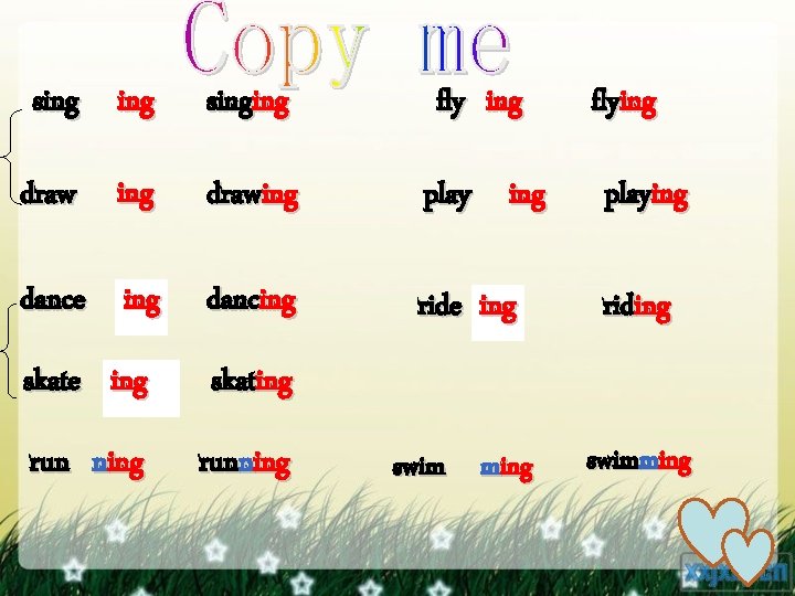 singing fly ing drawing playing dance ing dancing ride ing riding skate ing skating