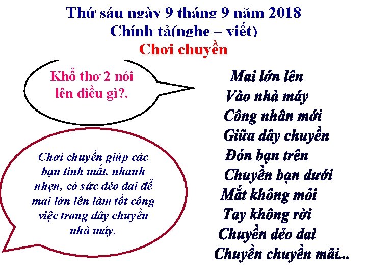 Thứ sáu ngày 9 tháng 9 năm 2018 Chính tả(nghe – viết) Chơi chuyền