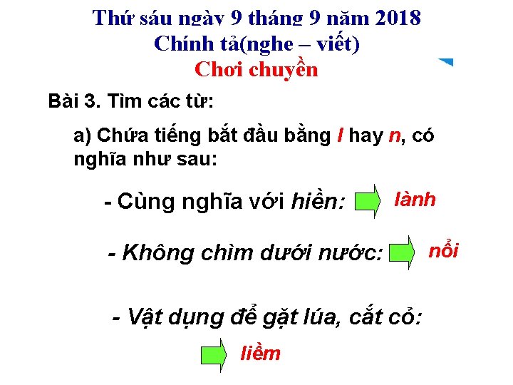 Thứ sáu ngày 9 tháng 9 năm 2018 Chính tả(nghe – viết) Chơi chuyền