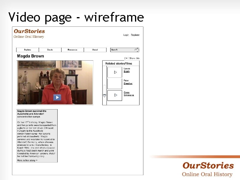 Video page - wireframe 