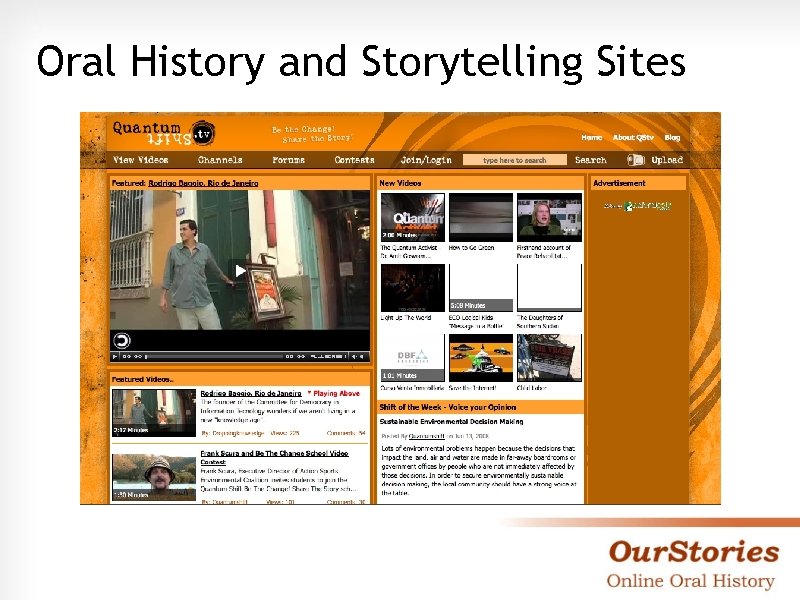 Oral History and Storytelling Sites 