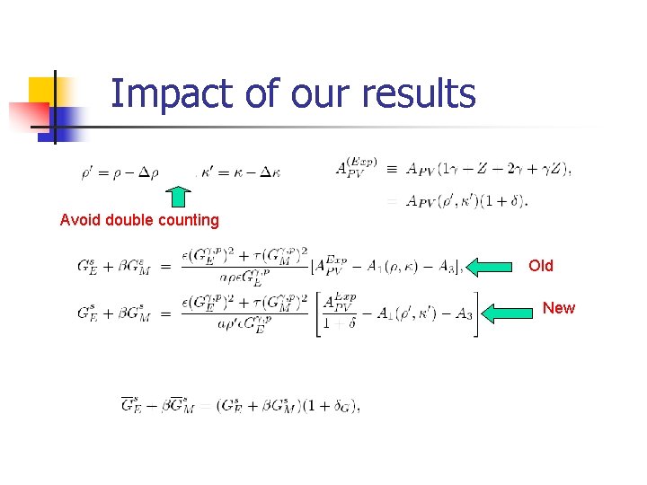 Impact of our results Avoid double counting Old New 