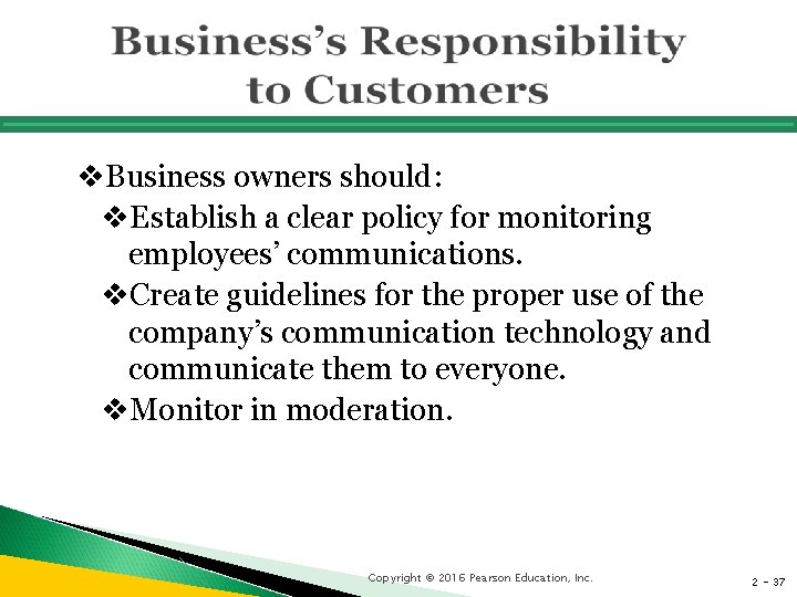 v. Business owners should: v. Establish a clear policy for monitoring employees’ communications. v.