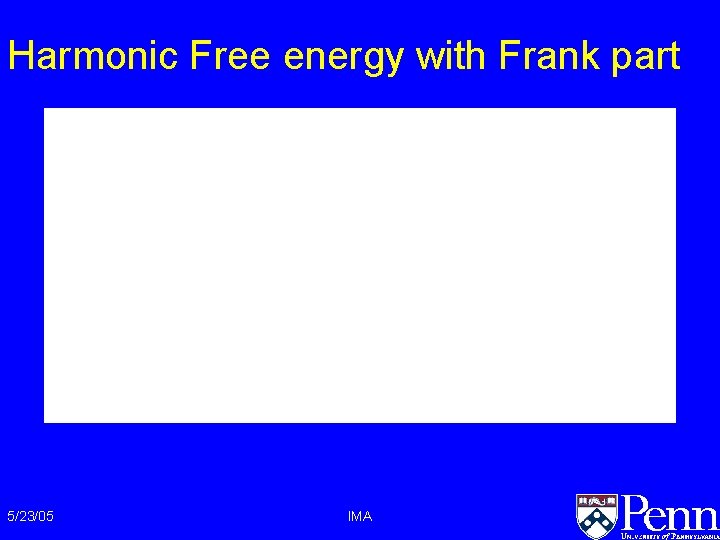 Harmonic Free energy with Frank part 5/23/05 IMA Harmonic Free energy with Frank part 5/23/05 IMA