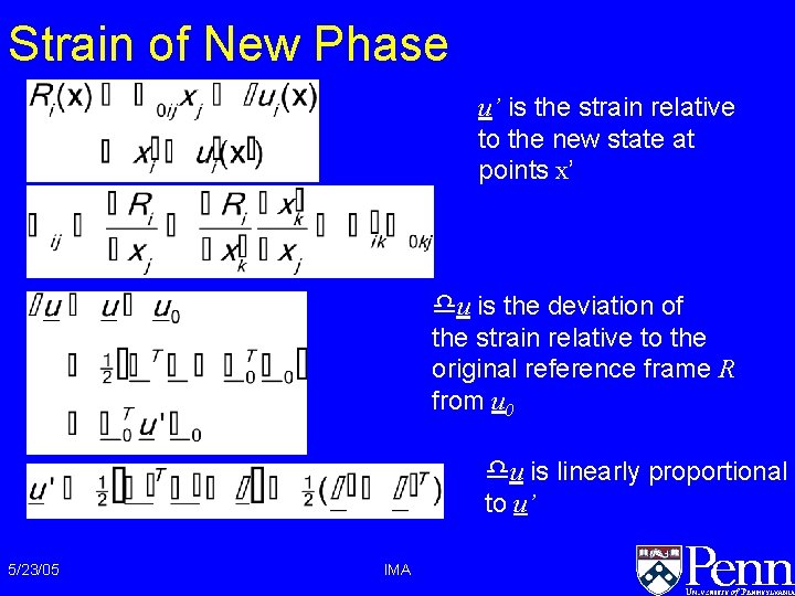 Strain of New Phase u’ is the strain relative to the new state at Strain of New Phase u’ is the strain relative to the new state at