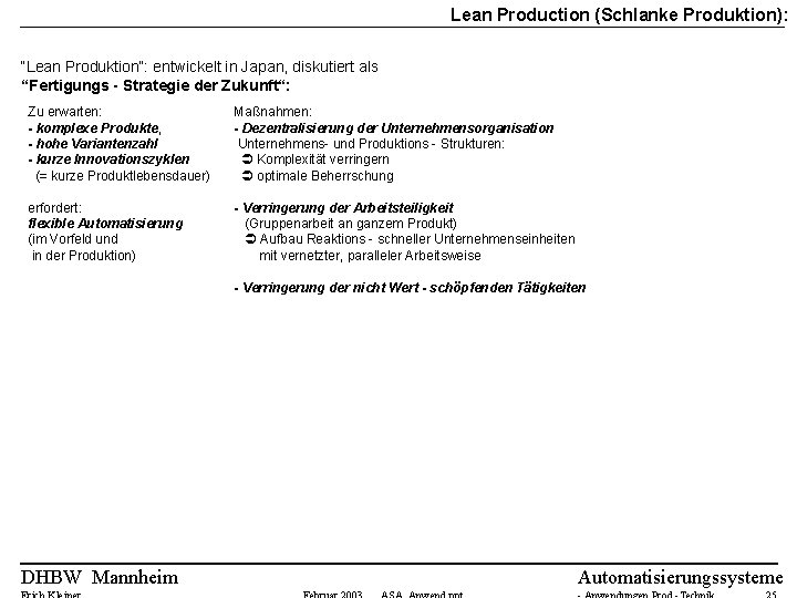 Lean Production (Schlanke Produktion): “Lean Produktion“: entwickelt in Japan, diskutiert als “Fertigungs - Strategie Lean Production (Schlanke Produktion): “Lean Produktion“: entwickelt in Japan, diskutiert als “Fertigungs - Strategie