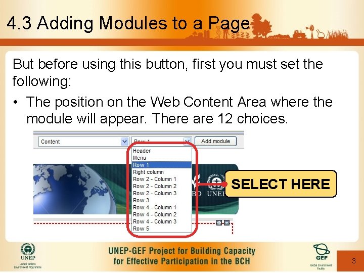4. 3 Adding Modules to a Page But before using this button, first you