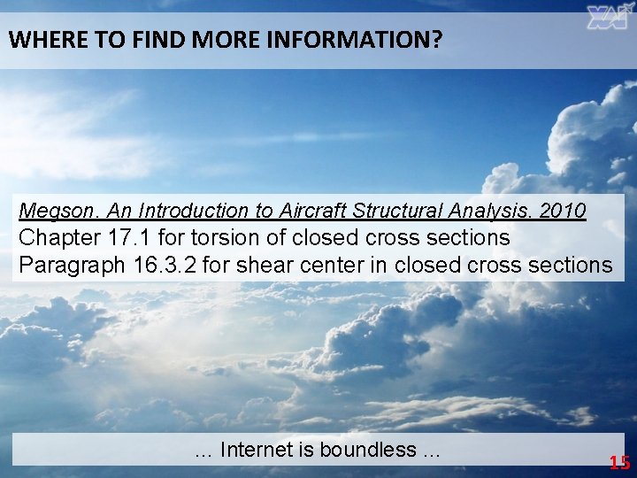 WHERE TO FIND MORE INFORMATION? Megson. An Introduction to Aircraft Structural Analysis. 2010 Chapter