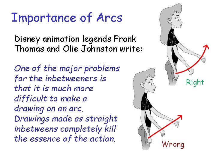 Importance of Arcs Disney animation legends Frank Thomas and Olie Johnston write: One of