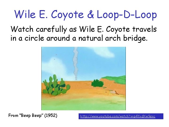 Wile E. Coyote & Loop-D-Loop Watch carefully as Wile E. Coyote travels in a