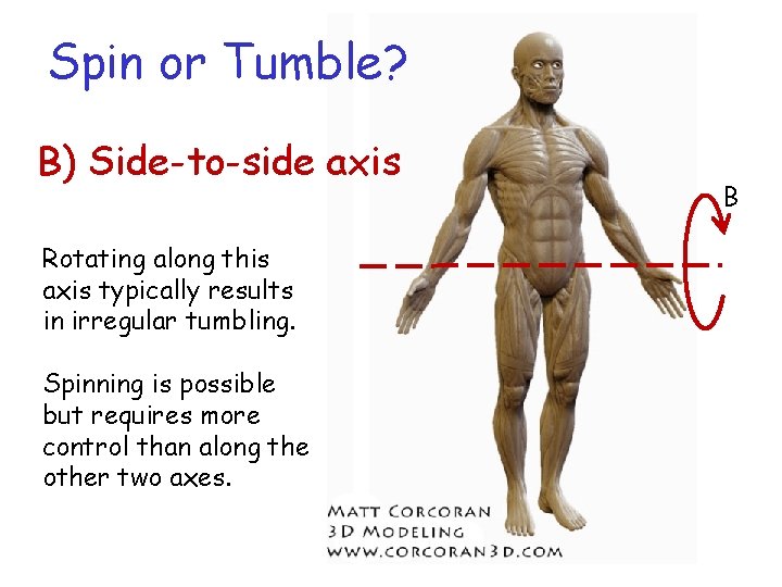 Spin or Tumble? B) Side-to-side axis Rotating along this axis typically results in irregular