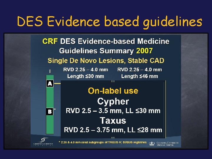 DES Evidence based guidelines 