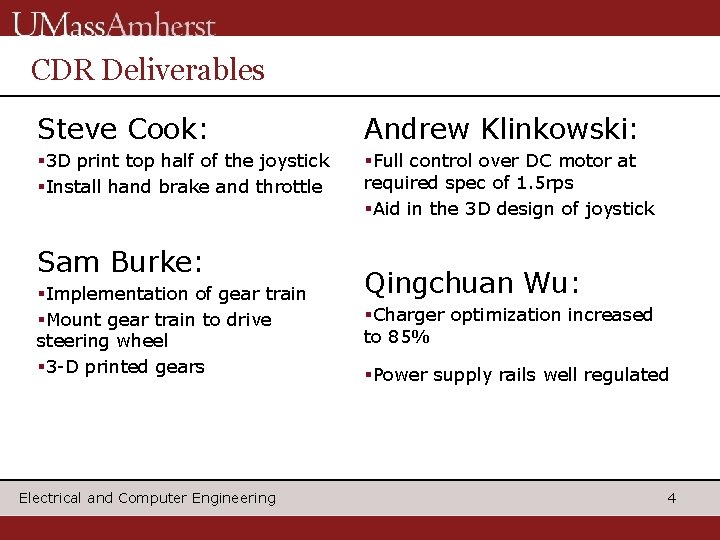 CDR Deliverables Steve Cook: Andrew Klinkowski: § 3 D print top half of the