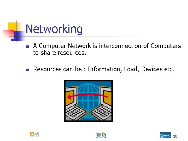 Networking n n A Computer Network is interconnection of Computers to share resources. Resources Networking n n A Computer Network is interconnection of Computers to share resources. Resources