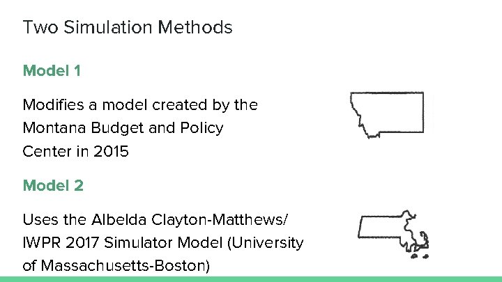 Two Simulation Methods Model 1 Modifies a model created by the Montana Budget and
