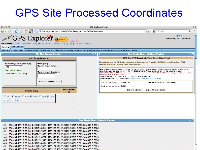 GPS Site Processed Coordinates 