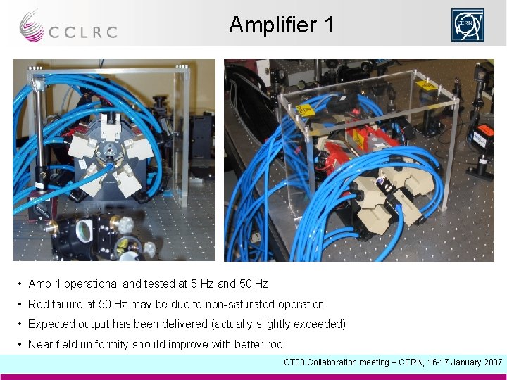 Amplifier 1 • Amp 1 operational and tested at 5 Hz and 50 Hz