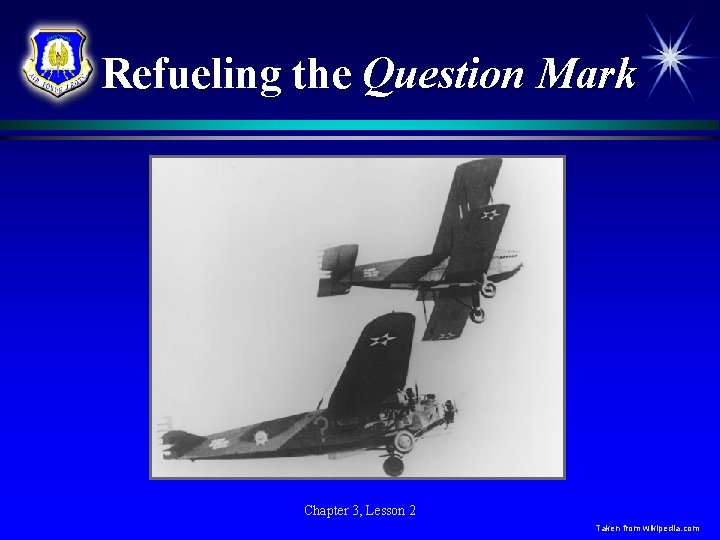 Refueling the Question Mark Chapter 3, Lesson 2 Taken from wikipedia. com Refueling the Question Mark Chapter 3, Lesson 2 Taken from wikipedia. com