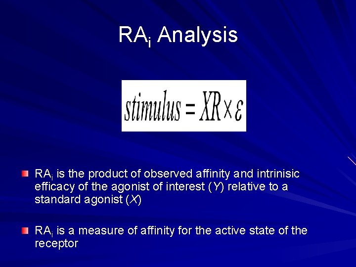 RAi Analysis RAi is the product of observed affinity and intrinisic efficacy of the