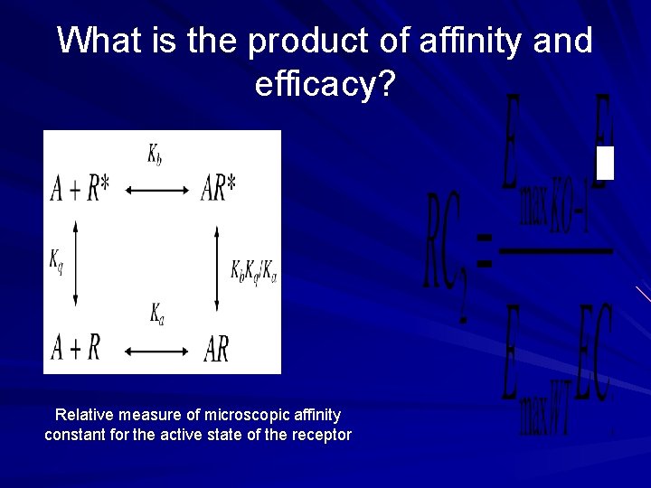 What is the product of affinity and efficacy? Relative measure of microscopic affinity constant