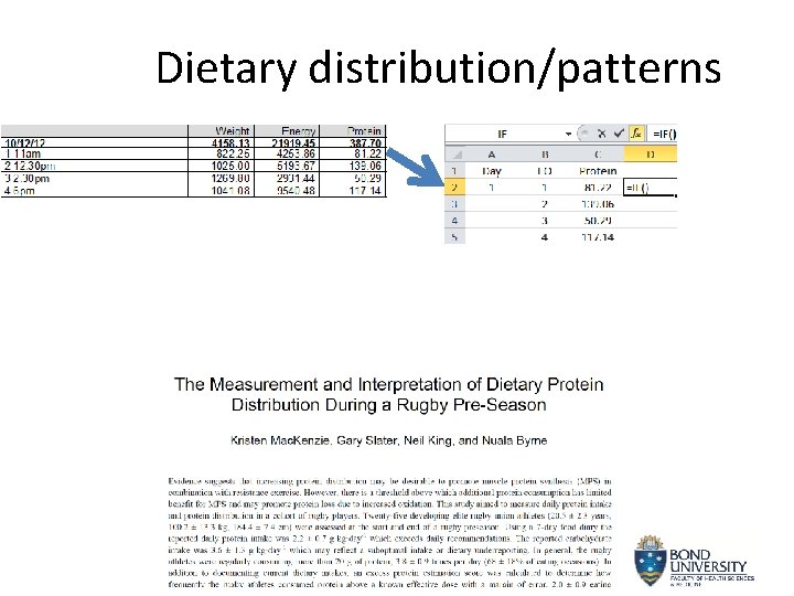  Dietary distribution/patterns 